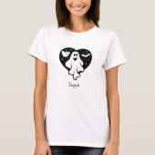 Leuke Halloween spook met hart en vleermuis T-shirt (Voorkant)