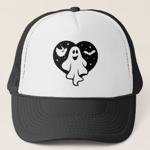 Leuke Halloween spook met hart en vleermuis Trucker Pet