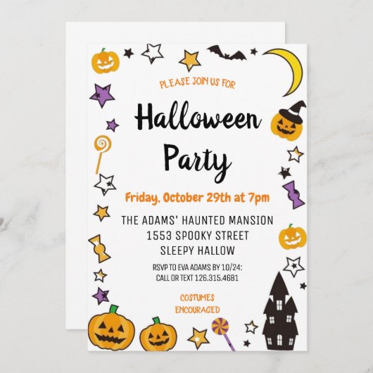 Leuke Halloween Spooktacular Party Uitnodiging (Voorkant / Achterkant)