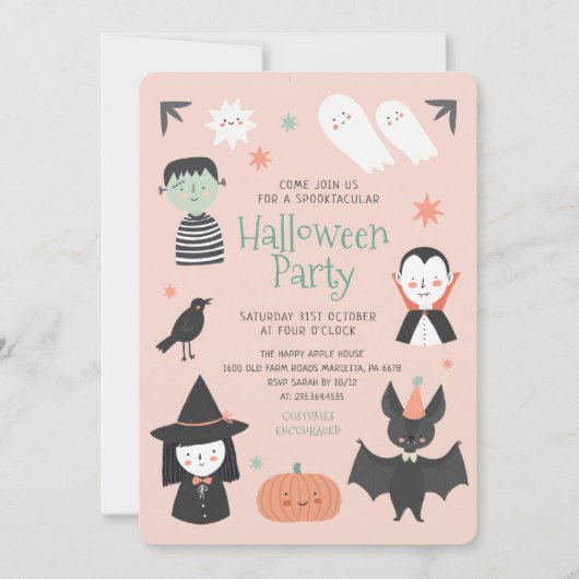 Leuke Halloween Spooktacular Party Uitnodiging (Voorkant)