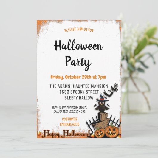 Leuke Halloween Spooktacular Party Uitnodiging (Staand voorkant)