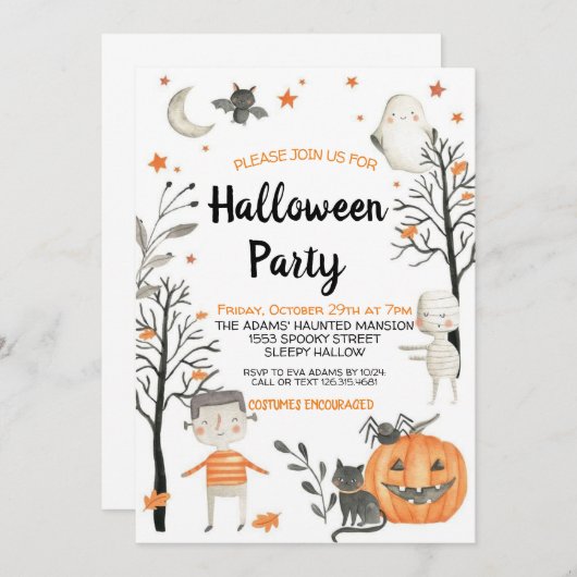 Leuke Halloween Spooktacular Party Uitnodiging (Voorkant / Achterkant)