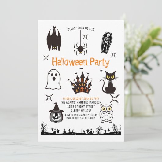 Leuke Halloween Spooktacular Party Uitnodiging (Staand voorkant)