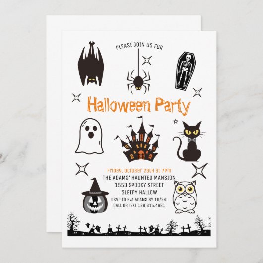 Leuke Halloween Spooktacular Party Uitnodiging (Voorkant / Achterkant)