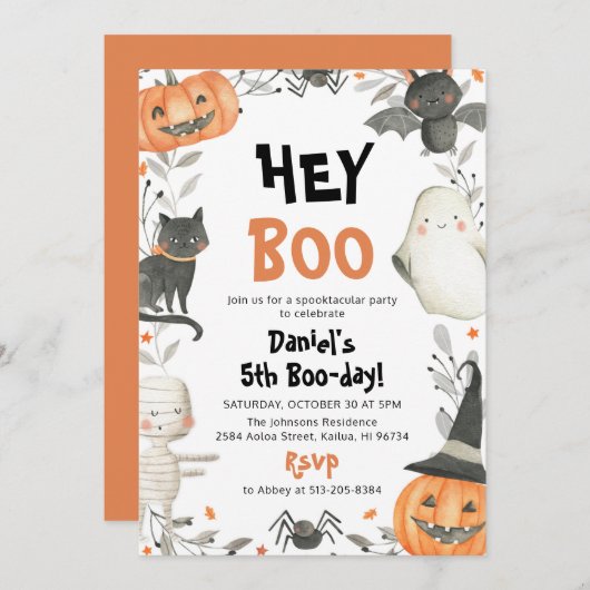 Leuke Halloween Spooktacular verjaardagsuitnodigin Kaart (Voorkant / Achterkant)