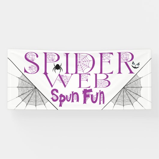 Leuke Halloween Spun Fun Spider Web Spandoek (Horizontaal)
