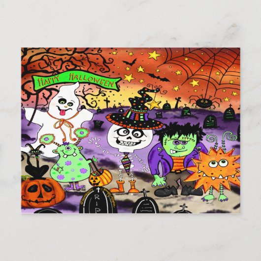 Leuke Halloween Trick or treat Spooky Inspirivity Briefkaart (Voorkant)