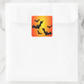 Leuke Halloween Vleermuizen op Geel & Sinaasappel Vierkante Sticker (Tas)