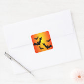 Leuke Halloween Vleermuizen op Geel & Sinaasappel Vierkante Sticker (Envelop)