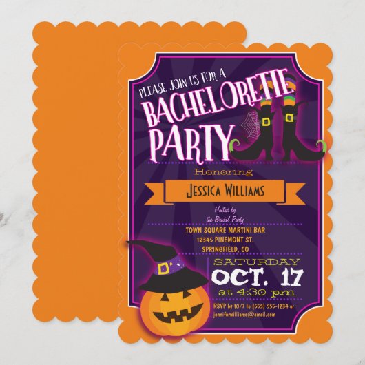 Leuke Halloween vrijgezellenfeest uitnodiging (Voorkant / Achterkant)