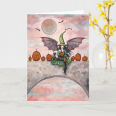 Leuke Halloween Witch Cat Kaart (Gele Bloem)