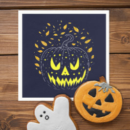 Leuke Halloween Zwarte Jack O Lantern Griezelfeits Servet