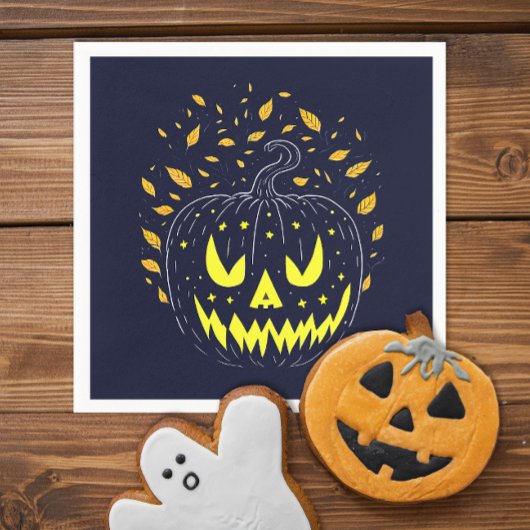 Leuke Halloween Zwarte Jack O Lantern Griezelfeits Servet