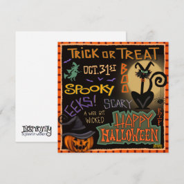 Leuke Halloween Zwarte Kat Pompoen Inspirivity Feestdagenkaart