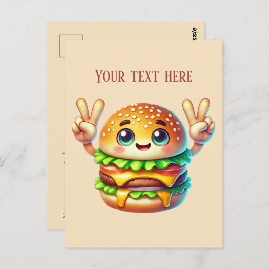 Leuke hamburger voeg tekst en voedsel liefhebbers briefkaart (Voorkant / Achterkant)