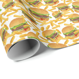 leuke hamburgers en frietpartij cadeaupapier