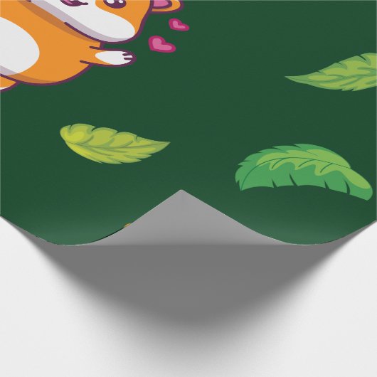 Leuke Hamster Botanical Theme Kind's Verjaardagsfe Cadeaupapier (Hoek)