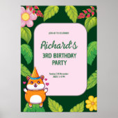 Leuke Hamster Botanical Theme Kind's Verjaardagsfe Poster (Voorkant)