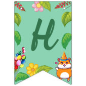 Leuke Hamster Botanical Theme Kind's Verjaardagsfe Vlaggetjes (Tweede vlag)