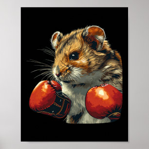 Leuke hamster boxer kostuum met bokshandschoenen v poster