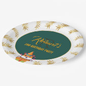 Leuke Hamster Groene Thema Kind Verjaardagsfeestje Papieren Bordje (Gekanteld)