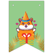 Leuke Hamster Groene Thema Kind Verjaardagsfeestje Vlaggetjes (Eerste vlag)