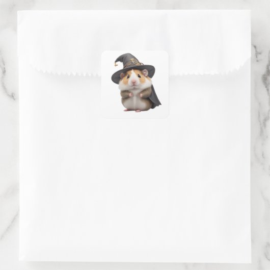 Leuke hamster heks vierkante sticker (Tas)