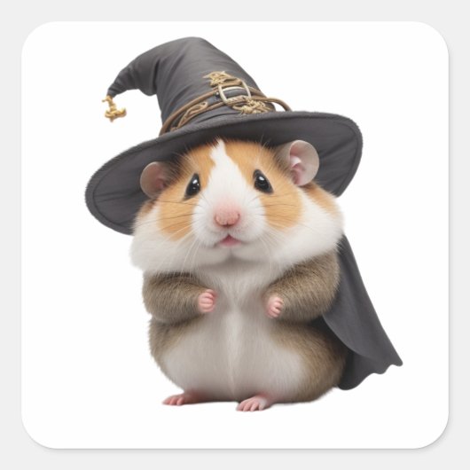 Leuke hamster heks vierkante sticker (Voorkant)