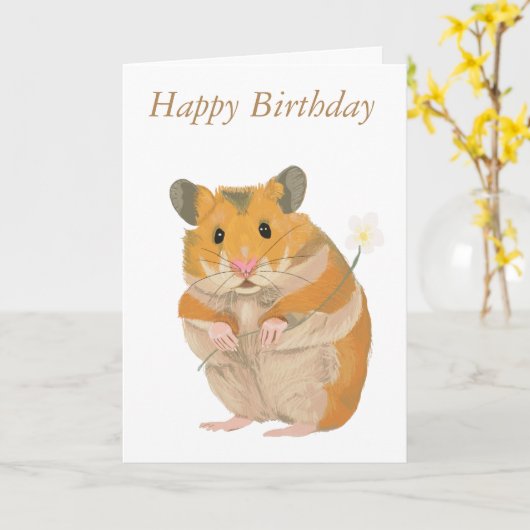 Leuke Hamster met Bloem Kaart (Gele Bloem)