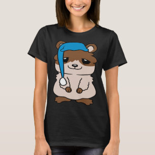 Leuke Hamster Slaap Pet Oogringen Slaperig Vermoei T-shirt