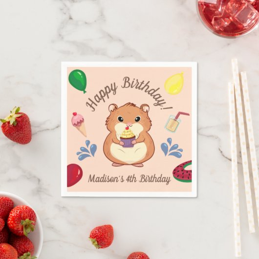 Leuke Hamster Verjaardag Pool Party Servet (Insitu)