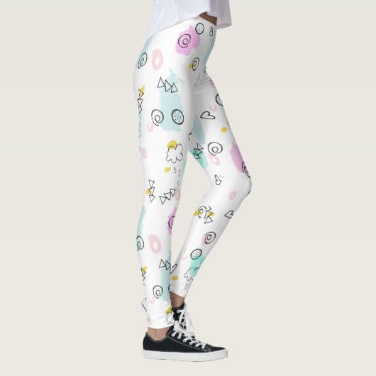 Leuke hand doodling geometrische vormen patroon leggings (Rechts)