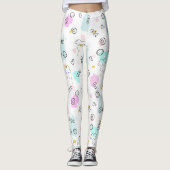 Leuke hand doodling geometrische vormen patroon leggings (Voorkant)