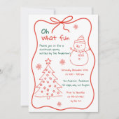 Leuke Hand-Drawn Kerstfeest Uitnodiging -sneeuwpop (Voorkant)