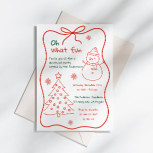 Leuke Hand-Drawn Kerstfeest Uitnodiging -sneeuwpop