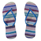 Leuke  hand gebreid kleurrijke streep teenslippers (Voetbed)