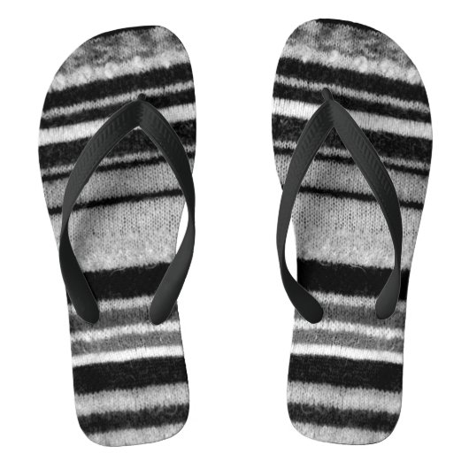 Leuke Hand gebreid zwart-wit stripey Teenslippers (Voetbed)