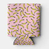 Leuke Hand geschilderde Waterverf Bananen en Roze Blikjeskoeler (Voorkant)