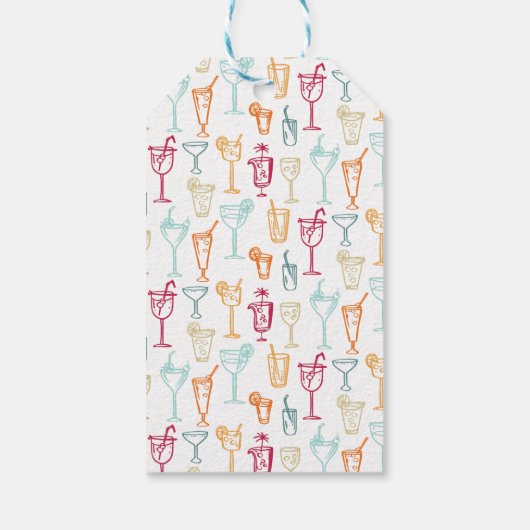Leuke Hand getrokken Cocktail Pattern Vrijgezellen Cadeaulabel (Achterkant)