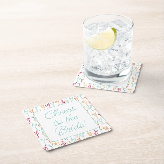 Leuke Hand getrokken Cocktail Pattern Vrijgezellen Kartonnen Onderzetters (Insitu)