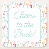 Leuke Hand getrokken Cocktail Pattern Vrijgezellen Kartonnen Onderzetters (Voorkant)