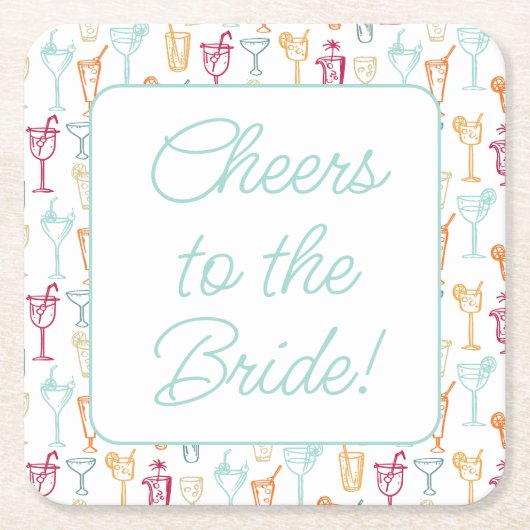 Leuke Hand getrokken Cocktail Pattern Vrijgezellen Kartonnen Onderzetters (Voorkant)