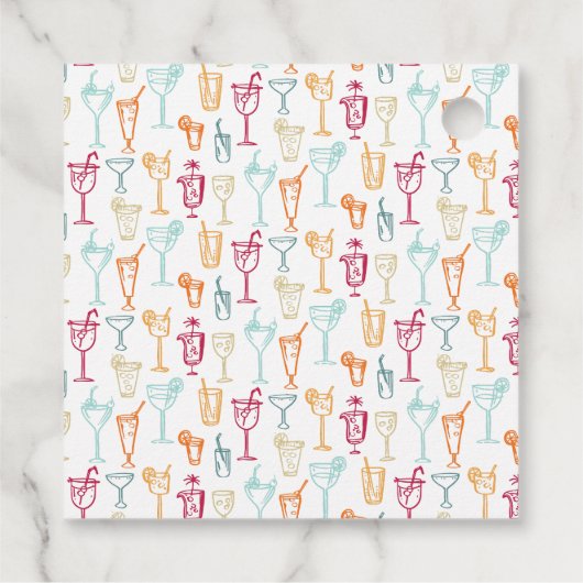 Leuke Hand getrokken cocktailpatroon roze Vrijgeze Bedankjes Labels (Achterkant)