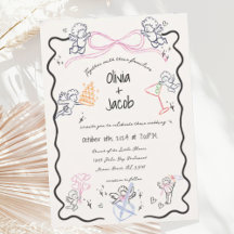 Leuke Hand getrokken Cupido Bow Scribble Golvende 