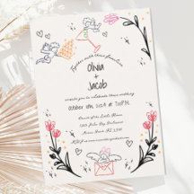 Leuke Hand getrokken Cupido Wildflower Scribble Br