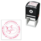 Leuke Hand-getrokken Fox Ronde Familie Retouradres Zelfinktende Stempel (In situ)