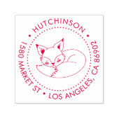 Leuke Hand-getrokken Fox Ronde Familie Retouradres Zelfinktende Stempel (Design)