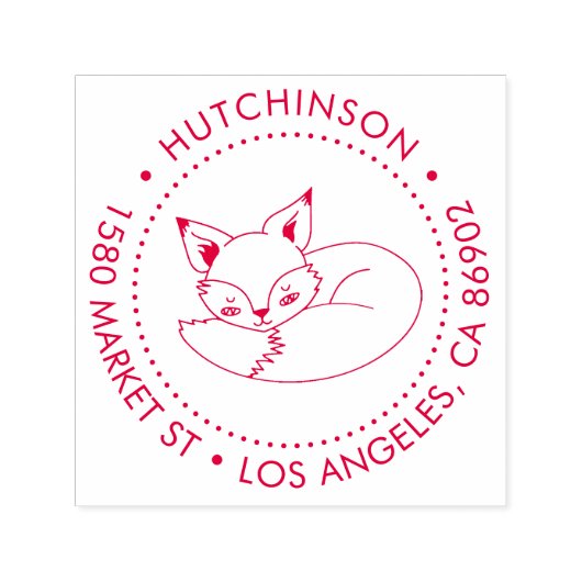Leuke Hand-getrokken Fox Ronde Familie Retouradres Zelfinktende Stempel (Design)