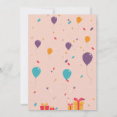 Leuke hand getrokken kat Verjaardag uitnodiging ka (Achterkant)