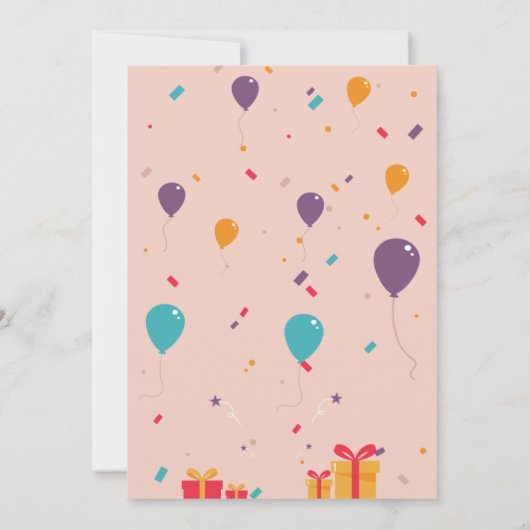 Leuke hand getrokken kat Verjaardag uitnodiging ka (Achterkant)